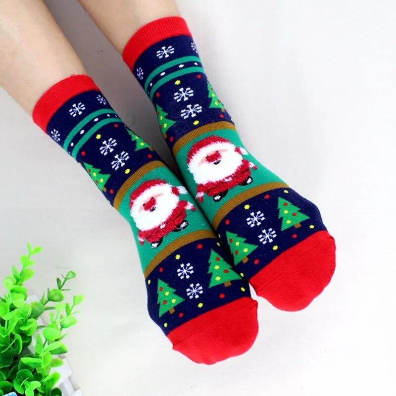 Christmas Woman Socks Funny Xmas Santa Claus Tree Snowflake Elk Snow Cotton Tube Crew Happy Sock Girl New Year Funny Sokken Hot