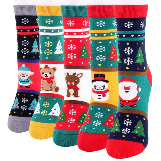 Christmas Woman Socks Funny Xmas Santa Claus Tree Snowflake Elk Snow Cotton Tube Crew Happy Sock Girl New Year Funny Sokken Hot