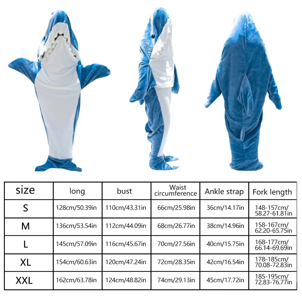 Cartoon Shark Sleeping Bag Pajamas Office Nap Shark Blanket Karakal Soft Cozy Fabric Mermaid Shawl Blanket for Children Adult