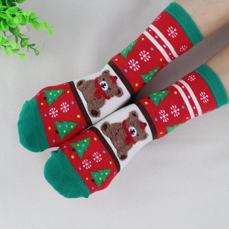 Christmas Woman Socks Funny Xmas Santa Claus Tree Snowflake Elk Snow Cotton Tube Crew Happy Sock Girl New Year Funny Sokken Hot